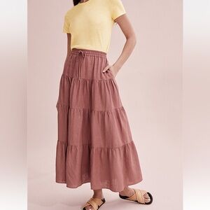 Country Road Organically Grown Linen Tiered Maxi Skirt